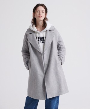 Superdry Koben Wool Női Kabát Világos Szürke | SDGHZ2531